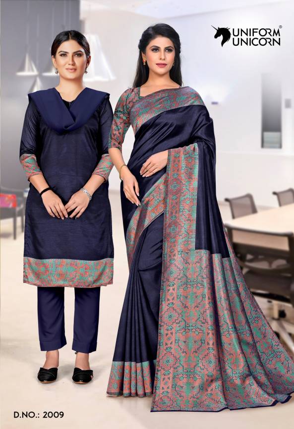 Art Silk Uniform Saree & Salwar Suit Combo By Uniform Unicorn Manufacturers, Suppliers, Exporters in Surat