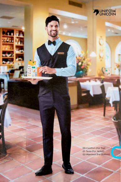 Catering Waiter Dress With V-Neck Sleeves Jacket Manufacturers,Suppliers, Exporters in Surat