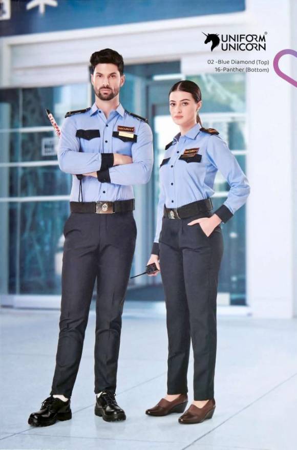 Custom Security Sky Blue Shirt And Black Pant Uniforms Manufacturers, Suppliers, Exporters in Surat