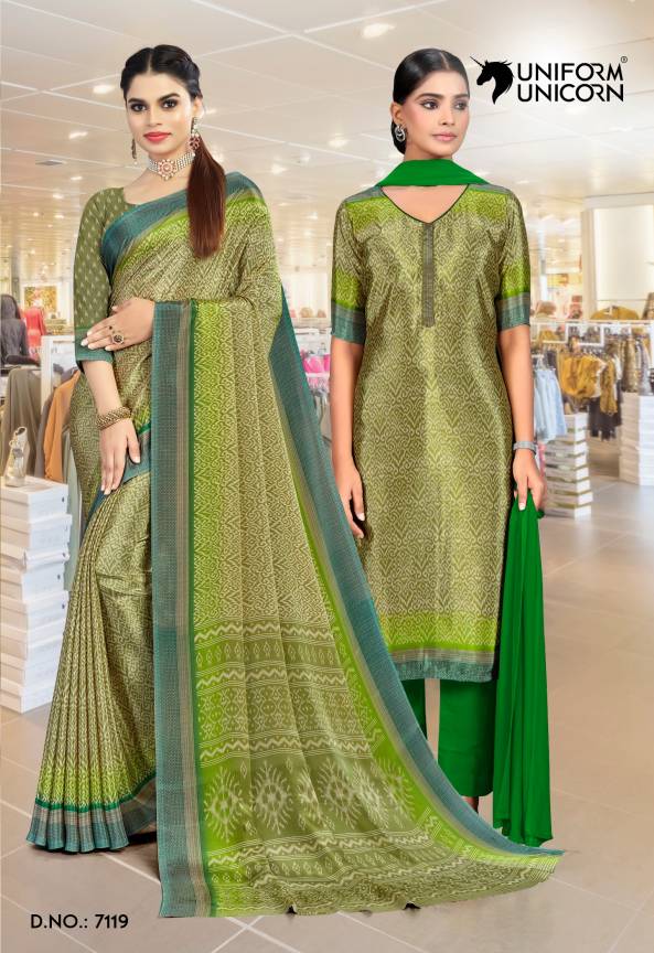 Designer Printed Uniform Saree And Salwar Suit Manufacturers, Suppliers, Exporters in Surat