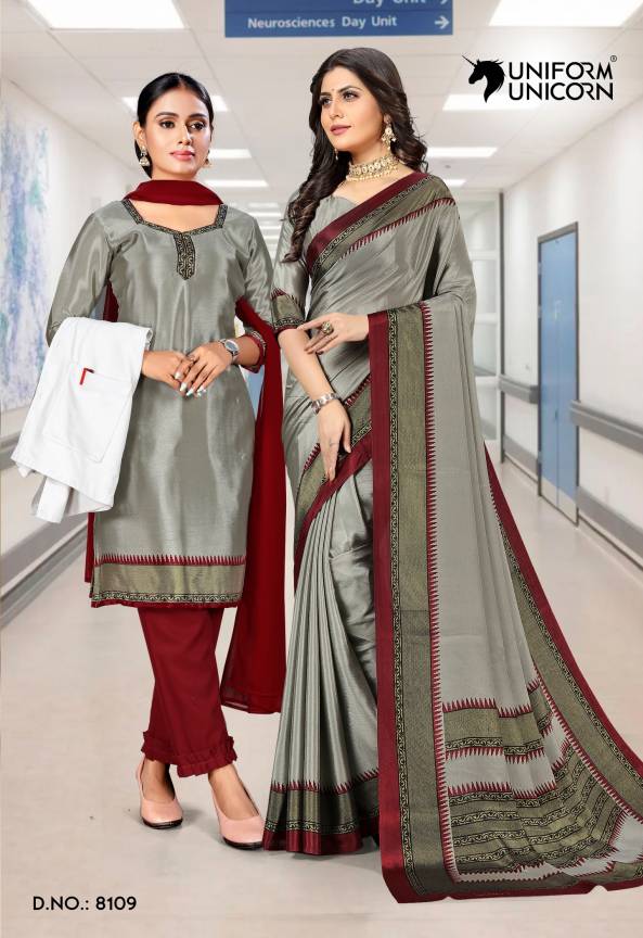 Doctor Grey Uniform Saree And Salwar Suit By Uniform Unicorn Manufacturers, Suppliers, Exporters in Surat