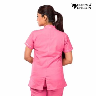 Female Nurse Uniform Pink Half Sleeve Collar Neck Pant Set Stitched Polyester Blend Manufacturers,Suppliers, Exporters in New Delhi