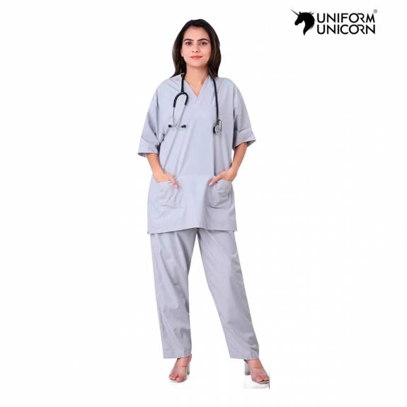 Gray Polyester Doctor Wear Set 2 Piece Plain Uniform for Hospital Staff Manufacturers,Suppliers, Exporters in Surat