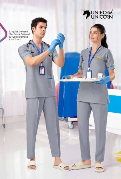 Grey Color Quick Demand Fabric Medical Clothing Scrub Uniform Manufacturers,Suppliers, Exporters in Surat
