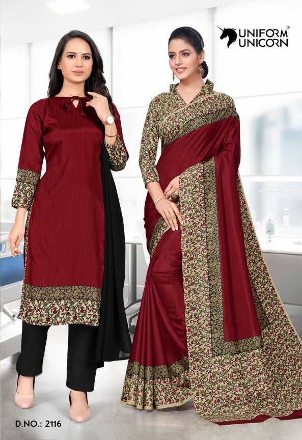 Malgudi Silk Uniform Saree With Salwar Suit Combo Manufacturers, Suppliers, Exporters in Surat