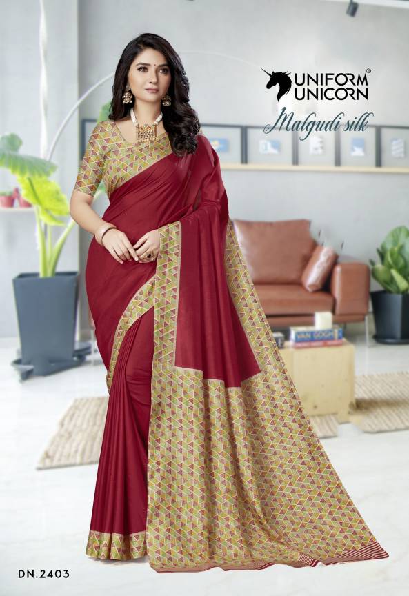 Maroon Anganwadi Saree With Blouse Piece Manufacturers, Suppliers, Exporters in Surat