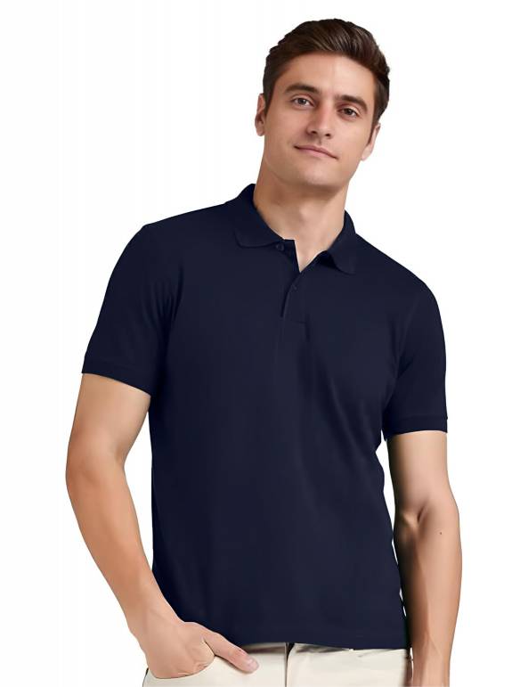 Mens Regular Fit Polo Neck Half Sleeve Solid Casual T-Shirt Manufacturers, Suppliers, Exporters in Surat