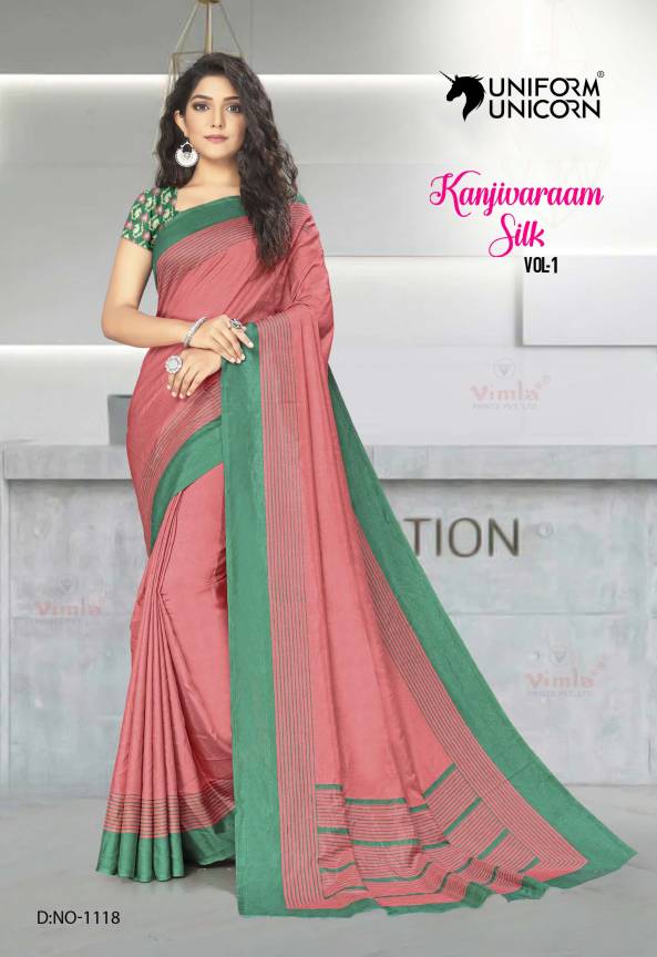 Multicolor Uniform Saree with Blouse Piece Manufacturers, Suppliers, Exporters in Surat