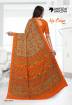 Orange Print Kia Crape Hospital Worker Saree Manufacturers, Suppliers, Exporters in Surat