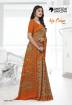Orange Print Kia Crape Hospital Worker Saree Manufacturers, Suppliers, Exporters in Surat
