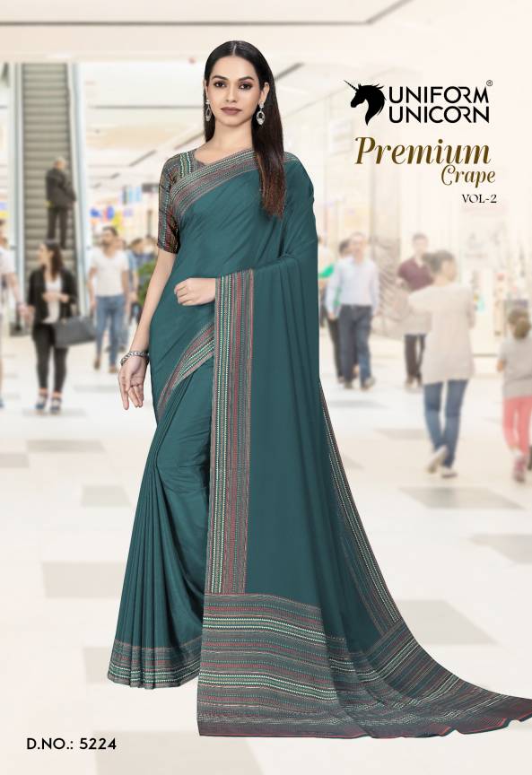 Premium Crape School Uniform Sarees For Teacher Manufacturers, Suppliers, Exporters in Surat