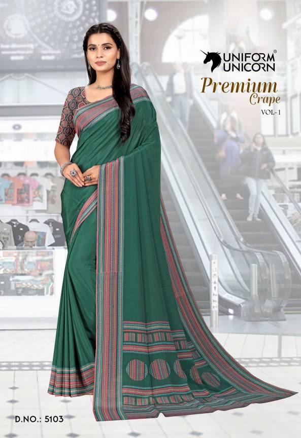 Printed Crepe Silk Saree By Uniform Unicorn Manufacturers, Suppliers, Exporters in Surat