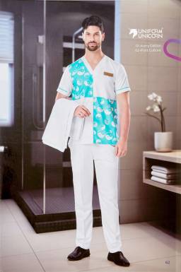 Printed White Uniform For Resort Staff With Short Sleeves Manufacturers, Suppliers, Exporters in Goa