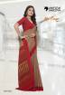 Red Kia Crape Uniform Saree For School, College, Educational Institution Manufacturers, Suppliers, Exporters in Surat