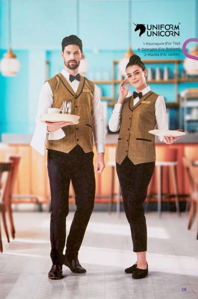 Restaurant Waiter Uniform With Double Pocket Jacket Manufacturers,Suppliers, Exporters in Surat