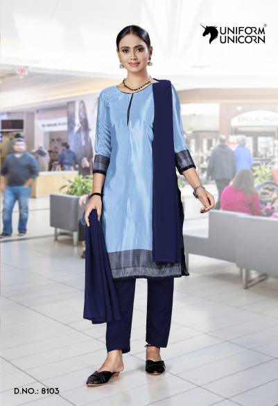 Sky Blue Uniform Salwar Suit For Hospital Staff Manufacturers,Suppliers, Exporters in Surat