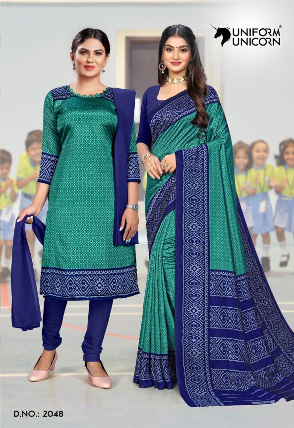 Teacher Uniform Salwar Suit And Uniform Saree Concept Combo Manufacturers, Suppliers, Exporters in Surat