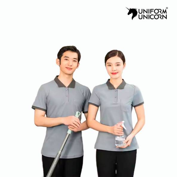 Washable Housekeeping Uniform Unisex Design Polyester Fabric Manufacturers, Suppliers, Exporters in Surat