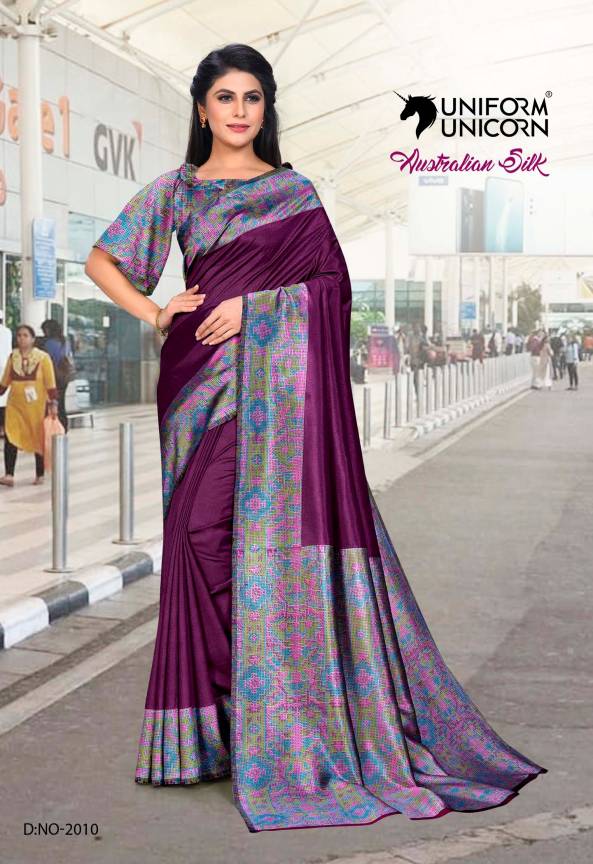 Wine Colour Most Required Uniform Saree In India For Teachers, Corporate, Institute Manufacturers, Suppliers, Exporters in Surat